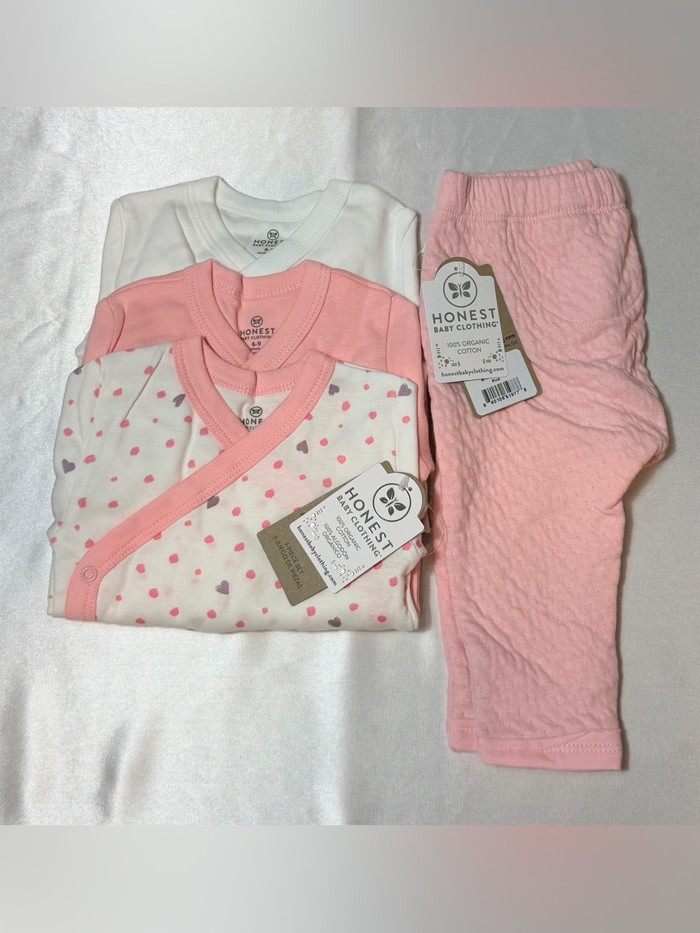 NWT Honest Girls  100% Organic Cotton Bodysuits & Harem Pants Bundle 6-9 mos